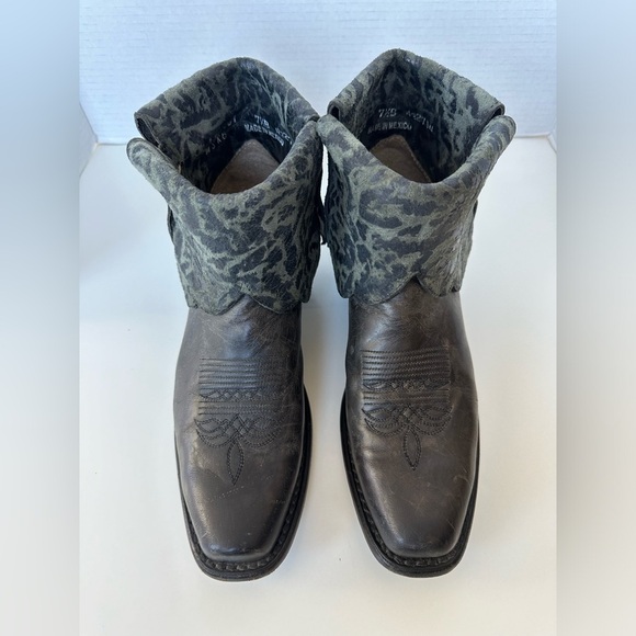 Sonora Cassidy Foldover Tooled Distressed Leather Western Cowgirl Boots Size 7.5 - Picture 5 of 10